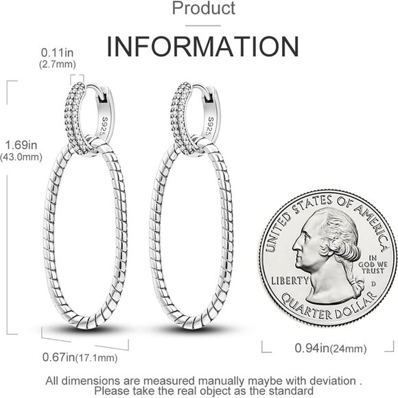 Sterling Silver Hoop Earrings Small Dangle Boho Gifts for Sensitive Ears Men’s W - Picture 6 of 9